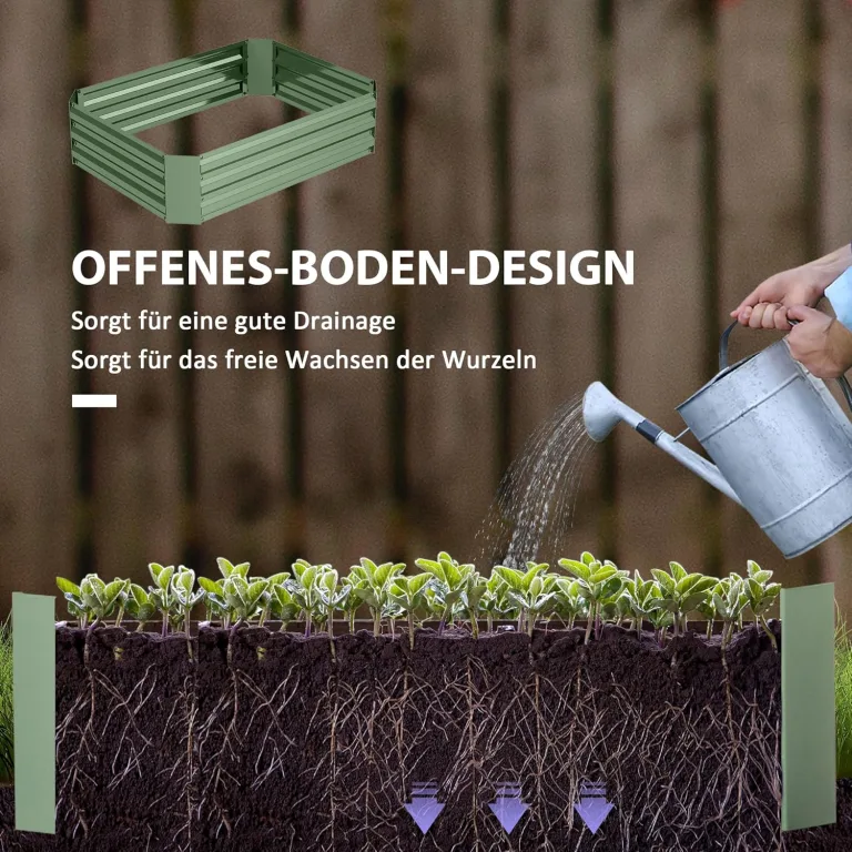 Outsunny Hochbeet aus Stahl, Pflanzbeet Frühbeet Gartenbeet Blumenkasten stapelbar, Pflanzkasten Gemüsebeet 120x90x30cm für Garten Balkon, Pflanzkübel für Blumen, Pflanzen, Gemüse – Bild 5