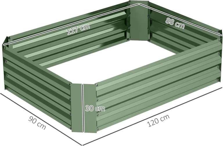Outsunny Hochbeet aus Stahl, Pflanzbeet Frühbeet Gartenbeet Blumenkasten stapelbar, Pflanzkasten Gemüsebeet 120x90x30cm für Garten Balkon, Pflanzkübel für Blumen, Pflanzen, Gemüse – Bild 7