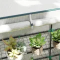 Outsunny Gewächshaus mit Pultdach Doppeltür, Regale, Winterfest Foliengewächshaus aus Stahl, Treibhaus für Balkon, Garten, Tomatenhaus 144 x 48 x 152 cm, Tomatengewächshaus für Tomaten, Gemüse, Weiß - Thumbnail 8