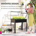 Outsunny Hochbeet mit Abdeckung, erhöhtes Kräuterbeet mit Ablauflöchern, Pflanzkasten aus Metall, wetterbeständig Gemüsebeet, Gartenbeet, Pflanzbeet für Garten, Balkon, 100 x 48 x 124 cm, Schwarz - Thumbnail 4