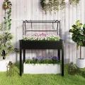 Outsunny Hochbeet mit Abdeckung, erhöhtes Kräuterbeet mit Ablauflöchern, Pflanzkasten aus Metall, wetterbeständig Gemüsebeet, Gartenbeet, Pflanzbeet für Garten, Balkon, 100 x 48 x 124 cm, Schwarz - Thumbnail 8