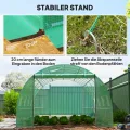 Outsunny Gewächshaus 300x400x200cm Foliengewächshaus Tomatenhaus mit Tür, 8 Fenster, Folientunnel aus verzinktem Stahl, 170g/m² PE, stabiles pflanztunnel, Treibhaus inkl. Erdanker & Seilen, Grün - Thumbnail 6