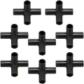 8 Stück Halterung Verbinder Kunststoff Fitting Schwarz 4-Wege-PVC-Rohrverschraubungen Verbinder für DIY Pflanzenunterstützung Gewächshaus Rahmen Blumenständer (12 mm) - Thumbnail 2