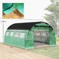 Outsunny Gewächshaus 4 x 3 x 2 m Foliengewächshaus mit 8 Fenster, Rolltüren, Aufrollbar Seitenwänden, UV-beständiger Folientunnel, Winterfest Tomatenhaus mit Erdanker, Grün - Thumbnail 7