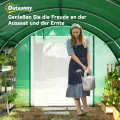 Outsunny Gewächshaus 4 x 3 x 2 m Foliengewächshaus mit 8 Fenster, Rolltüren, Aufrollbar Seitenwänden, UV-beständiger Folientunnel, Winterfest Tomatenhaus mit Erdanker, Grün - Thumbnail 9