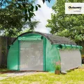 Outsunny Gewächshaus 4 x 3 x 2 m Foliengewächshaus mit 8 Fenster, Rolltüren, Aufrollbar Seitenwänden, UV-beständiger Folientunnel, Winterfest Tomatenhaus mit Erdanker, Grün - Thumbnail 2