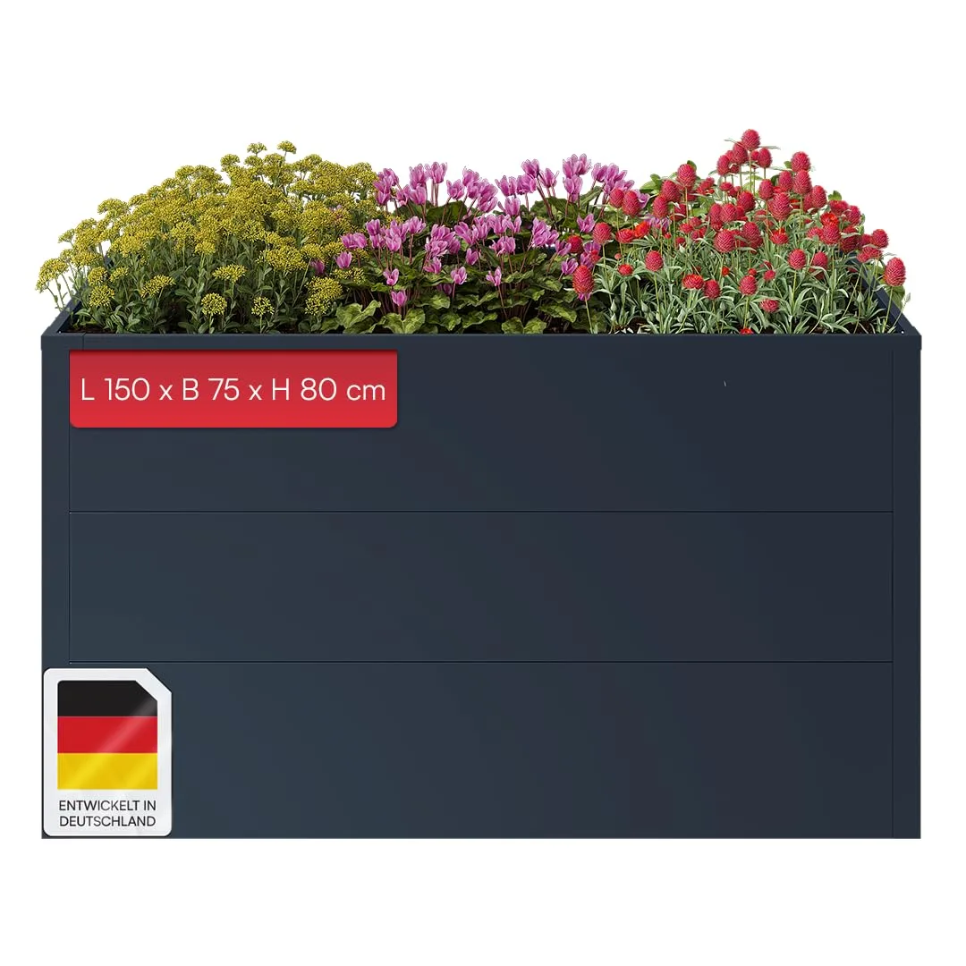 STEELSØN Icarus Hochbeet Metall – Pflanzenbeet 150x75x80 cm – Gemüsebeet Anthrazit – Beet für Garten & Balkon – Pflanzenkübel mit offener Bodenstruktur – Wetterfestes Gartenbeet – Kräuterbeet - Bild 1