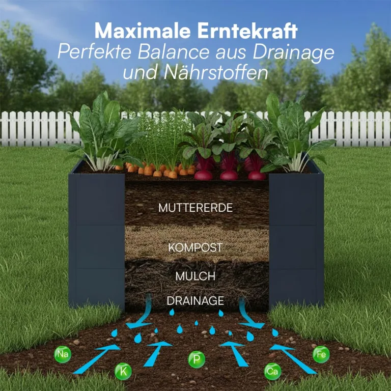 STEELSØN Icarus Hochbeet Metall – Pflanzenbeet 150x75x80 cm – Gemüsebeet Anthrazit – Beet für Garten & Balkon – Pflanzenkübel mit offener Bodenstruktur – Wetterfestes Gartenbeet – Kräuterbeet – Bild 4