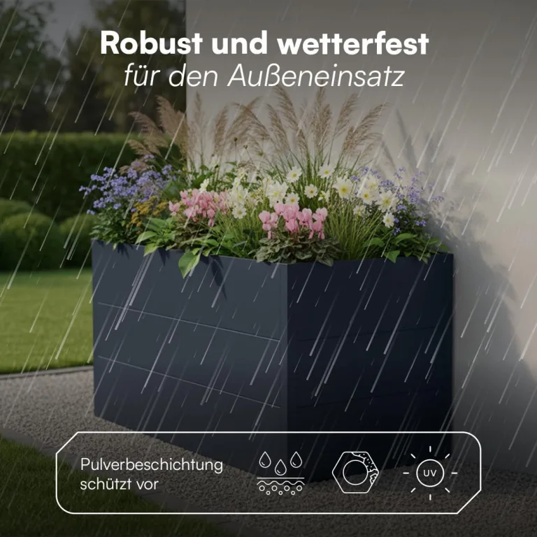 STEELSØN Icarus Hochbeet Metall – Pflanzenbeet 150x75x80 cm – Gemüsebeet Anthrazit – Beet für Garten & Balkon – Pflanzenkübel mit offener Bodenstruktur – Wetterfestes Gartenbeet – Kräuterbeet – Bild 6