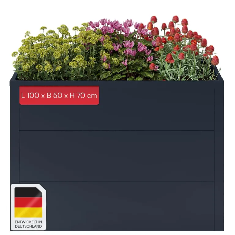 STEELSØN Icarus Hochbeet Metall – Pflanzenbeet 150x75x80 cm – Gemüsebeet Anthrazit – Beet für Garten & Balkon – Pflanzenkübel mit offener Bodenstruktur – Wetterfestes Gartenbeet – Kräuterbeet – Bild 10