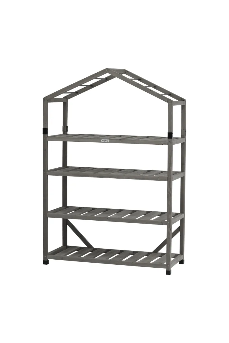 VegTrug® Gewächshaus - Foliengewächshaus mit 4 Ebenen & FSC-Holzrahmen -Anzuchthaus für Garten, Balkon & Terrasse - Pflanzregal mit PE-Abdeckung & Reißverschluss - Grey Wash 111x49x168 cm – Bild 3