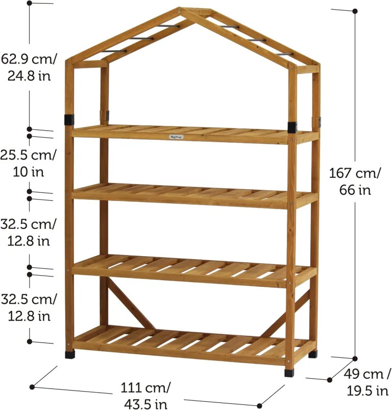 VegTrug Foliengewächshaus mit Holzrahmen, 100% FSC zertifiziertes Holz, 111x49x167cm, Natural – Bild 6