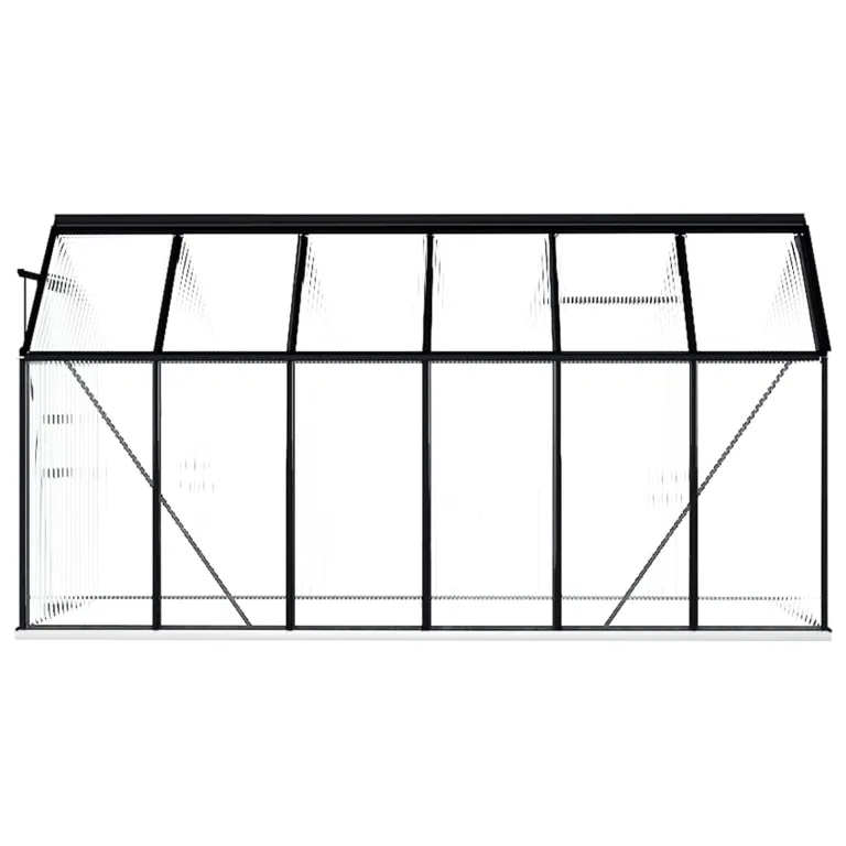 Begehbares Gewächshaus aus Polycarbonat mit Aluminiumrahmen und Fundament für Gartenfundament 190 x 370 x 202 cm Pflanzen Grow House Gartenhaus Bodenfixierung 7,03 m² – Bild 4