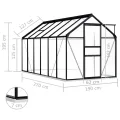 Begehbares Gewächshaus aus Polycarbonat mit Aluminiumrahmen und Fundament für Gartenfundament 190 x 370 x 202 cm Pflanzen Grow House Gartenhaus Bodenfixierung 7,03 m² - Thumbnail 6
