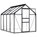 Begehbares Gewächshaus aus Polycarbonat mit Aluminiumrahmen Fundamentrahmen und Bodenbefestigung für Gartenpflanzen 190 x 310 x 202 cm 5,89 m² - Thumbnail 8
