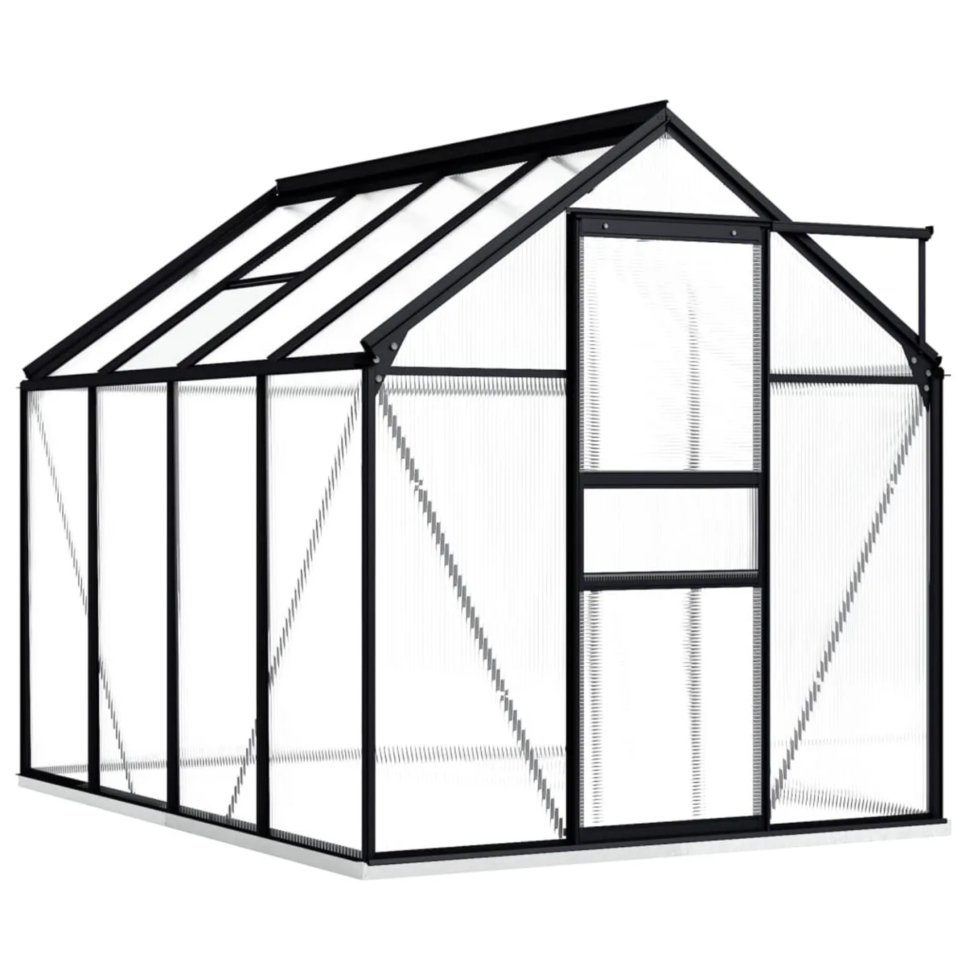 Begehbares Gewächshaus aus Polycarbonat mit Aluminiumrahmen und Fundamentrahmen für Gartenfundament 190 x 250 x 202 cm 4,75 m² - Bild 1