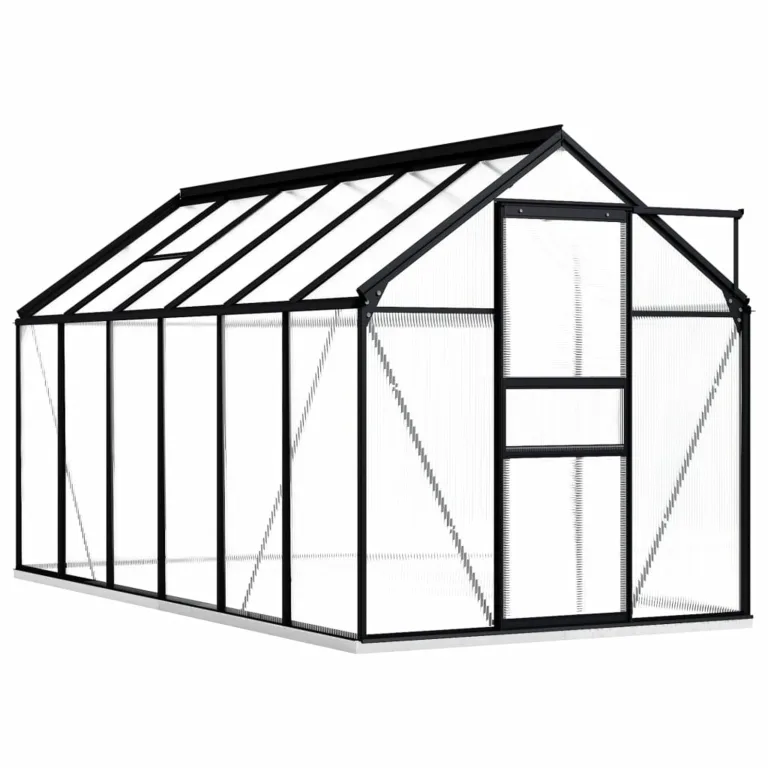 Begehbares Gewächshaus aus Polycarbonat mit Aluminiumrahmen und Fundamentrahmen für Gartenfundament 190 x 250 x 202 cm 4,75 m² – Bild 7