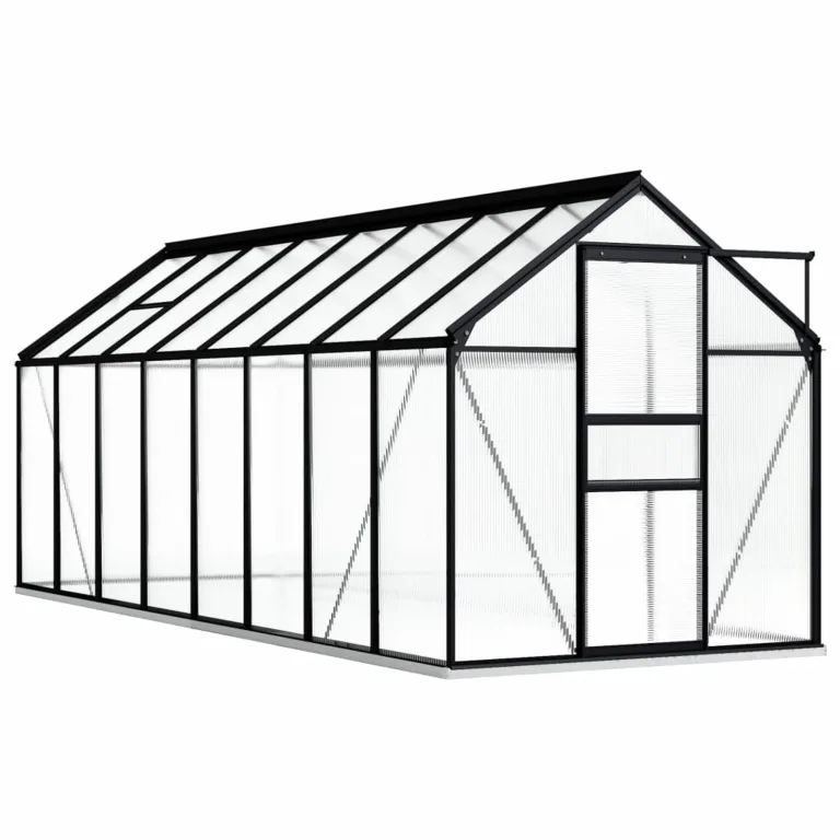 Begehbares Gewächshaus aus Polycarbonat mit Aluminiumrahmen und Fundamentrahmen für Gartenfundament 190 x 250 x 202 cm 4,75 m² – Bild 9