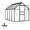 Begehbares Gewächshaus aus Polycarbonat mit Aluminiumrahmen und Fundamentrahmen für Gartenfundament 190 x 250 x 202 cm 4,75 m² - Thumbnail 6