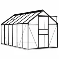 Begehbares Gewächshaus aus Polycarbonat mit Aluminiumrahmen und Fundamentrahmen für Gartenfundament 190 x 250 x 202 cm 4,75 m² - Thumbnail 7