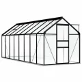 Begehbares Gewächshaus aus Polycarbonat mit Aluminiumrahmen und Fundamentrahmen für Gartenfundament 190 x 250 x 202 cm 4,75 m² - Thumbnail 9