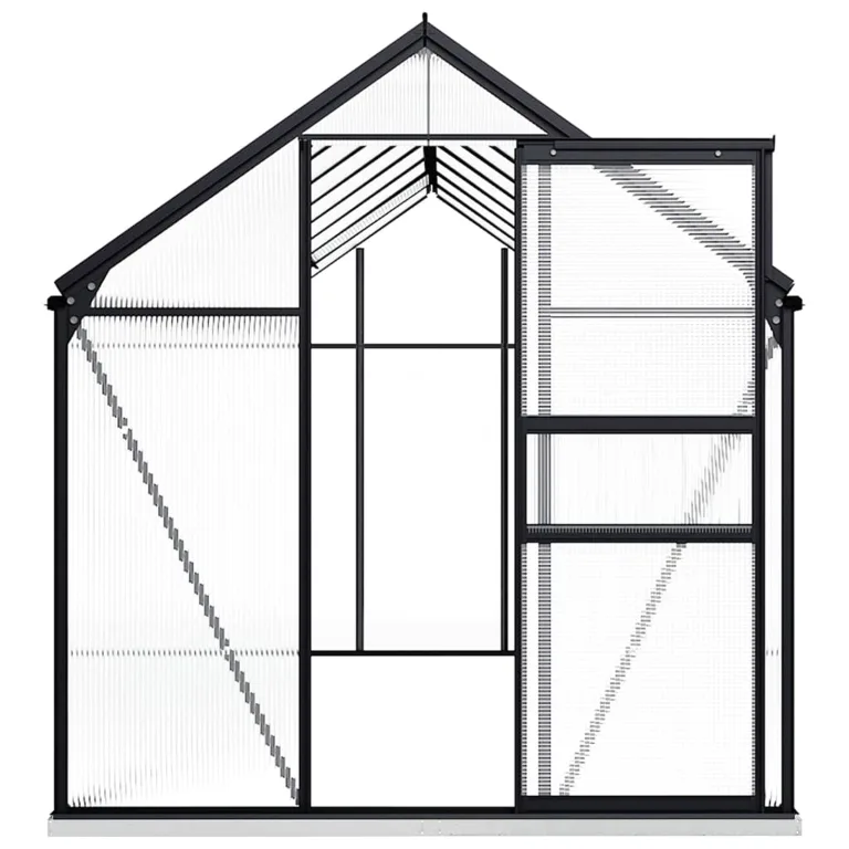 Begehbares Gewächshaus aus Polycarbonat mit Aluminiumrahmen und Fundamentrahmen für Garten Fundament Bodenbefestigung Pflanzen Grow House Gartenhaus 190x490x202cm 9,31m² – Bild 3