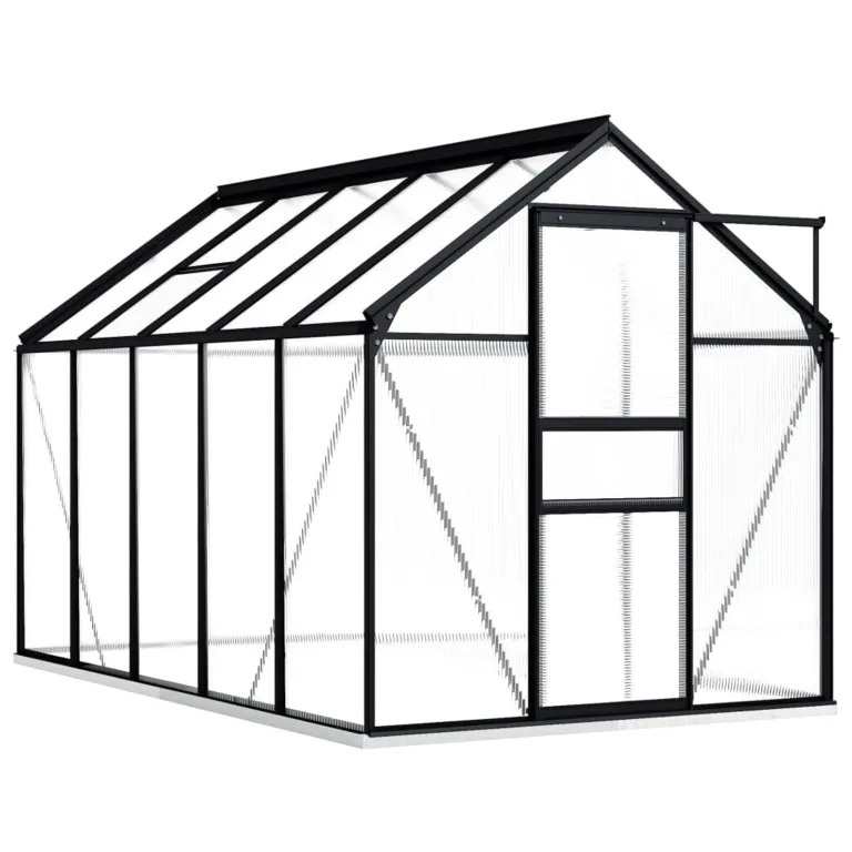 Begehbares Gewächshaus aus Polycarbonat mit Aluminiumrahmen und Fundamentrahmen für Garten Fundament Bodenbefestigung Pflanzen Grow House Gartenhaus 190x490x202cm 9,31m² – Bild 8