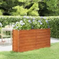 Hochbeet aus Cortenstahl, 160 x 40 x 77 cm, wetterfest, für Garten, Balkon oder Terrasse, Rostig - Thumbnail 9