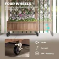 Outsunny Hochbeet mit Metall Rankgitter, Holz Erhöhter Pflanzkasten mit Rollen und Drainagelöchern, Outdoor Hochbeet für Kletterpflanzen, Obst, Gemüse, Blumen, Braun - Thumbnail 5