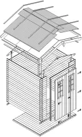 Holzhaus Gartenhaus TIMBELA M369C+M369G - Gartenschuppen Holz mit Boden Imprägnierte B236xL226xH218 cm/ 4.33 m2 Lagerschuppen für Garten - Fahrrad Schuppen - Wasserfestes Dach - Thumbnail 5