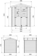 Holzhaus Gartenhaus TIMBELA M369C+M369G - Gartenschuppen Holz mit Boden Imprägnierte B236xL226xH218 cm/ 4.33 m2 Lagerschuppen für Garten - Fahrrad Schuppen - Wasserfestes Dach - Thumbnail 6