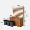 Pflanzkübel mit Rankgitter Spalier mit Pflanzkasten Blumenkasten aus Holz für Garten Balkon Terrasse Hochbeet mit 18L Kunststoff-Pflanzeneinsatz (horizontal-braun, 98x36x55 H130) - Thumbnail 4
