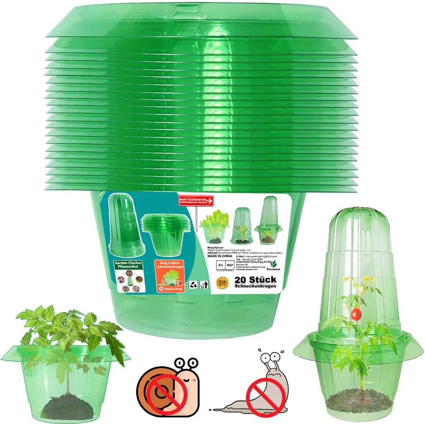 20 Stücke Schneckenschutzring, Der Neueste Schneckenkragen, Bietet Effektiven Schutz vor Schnecken für Ihre Salatpflanzen und Tomaten.(Enthält Keine Pflanzenhut) - Bild 1