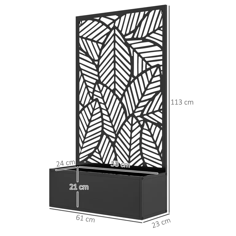 Outsunny Hochbeet Pflanzkasten, Pflanzkübel wandmontage Blumenkasten Metall, Gartenspalier 61 x 23 x 113cm für Garten Balkon Terrasse, Blumenkübel für Kletterpflanzen, Blumen – Bild 7