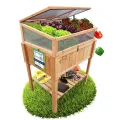 Coemo Frühbeetaufsatz Holz 90 × 60 × 30 cm – Gewächshaus-Abdeckung für Hochbeet – Wetterfester Frühbeetkasten mit Deckel – Schutz für Jungpflanzen & Gemüse – Hochbeet-Bausatz Outdoor - Thumbnail 10