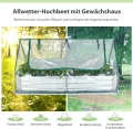 COSTWAY 3 in 1 Gewächshaus mit Hochbeet, Metall Pflanzkasten, PVC-Folie, Blumenbeet mit Zwei Fenstern, Rechteckiges Frühbeet für Blumen, Kräuter im Garten, Terrasse und Balkon, 180x90x91cm, Silber - Thumbnail 3
