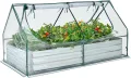 COSTWAY 3 in 1 Gewächshaus mit Hochbeet, Metall Pflanzkasten, PVC-Folie, Blumenbeet mit Zwei Fenstern, Rechteckiges Frühbeet für Blumen, Kräuter im Garten, Terrasse und Balkon, 180x90x91cm, Silber - Thumbnail 1