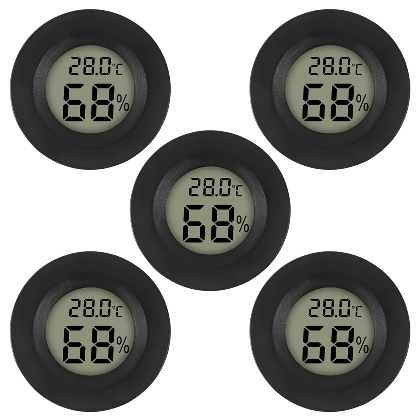 AITRIP 5 x Mini Digital Hygrometer Gauge Indoor Thermometer, Temperatur-Feuchtigkeitsmessgerät für Luftbefeuchter Gewächshaus Gläser Reptilien Gitarrenkoffer, Fahrenheit (℉) oder Celsius(℃) Schwarz - Bild 1