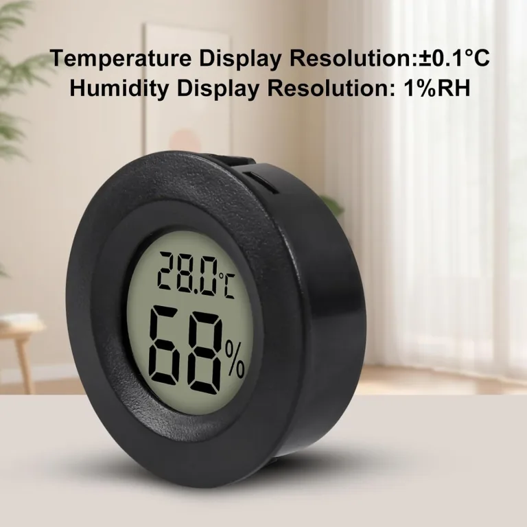 AITRIP 5 x Mini Digital Hygrometer Gauge Indoor Thermometer, Temperatur-Feuchtigkeitsmessgerät für Luftbefeuchter Gewächshaus Gläser Reptilien Gitarrenkoffer, Fahrenheit (℉) oder Celsius(℃) Schwarz – Bild 7