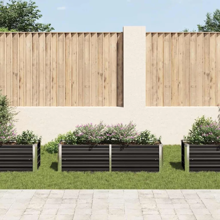 Willood Garten Hochbeet Anthrazit 160 x 40 x 45 cm Verzinkter Stahl – Bild 3