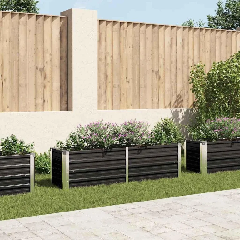 Willood Garten Hochbeet Anthrazit 160 x 40 x 45 cm Verzinkter Stahl – Bild 1