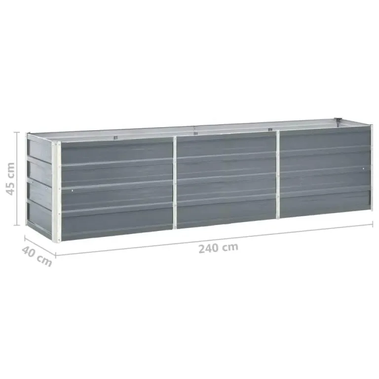 Willood Garten Hochbeet Verzinkter Stahl 240×40×45 cm Grau – Bild 6