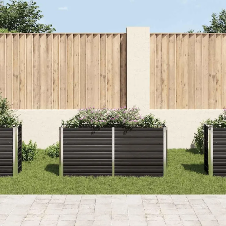 Willood Garten Hochbeet Anthrazit 160 x 40 x 77 cm Verzinkter Stahl – Bild 3
