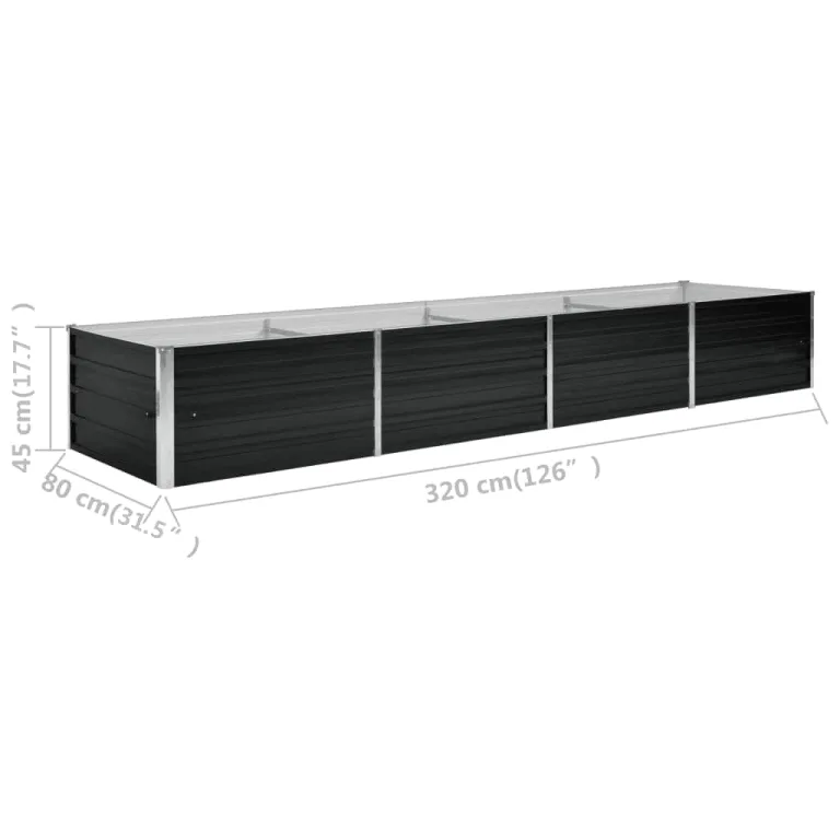 Willood Garten Hochbeet Anthrazit 320 x 80 x 45 cm Verzinkter Stahl – Bild 8