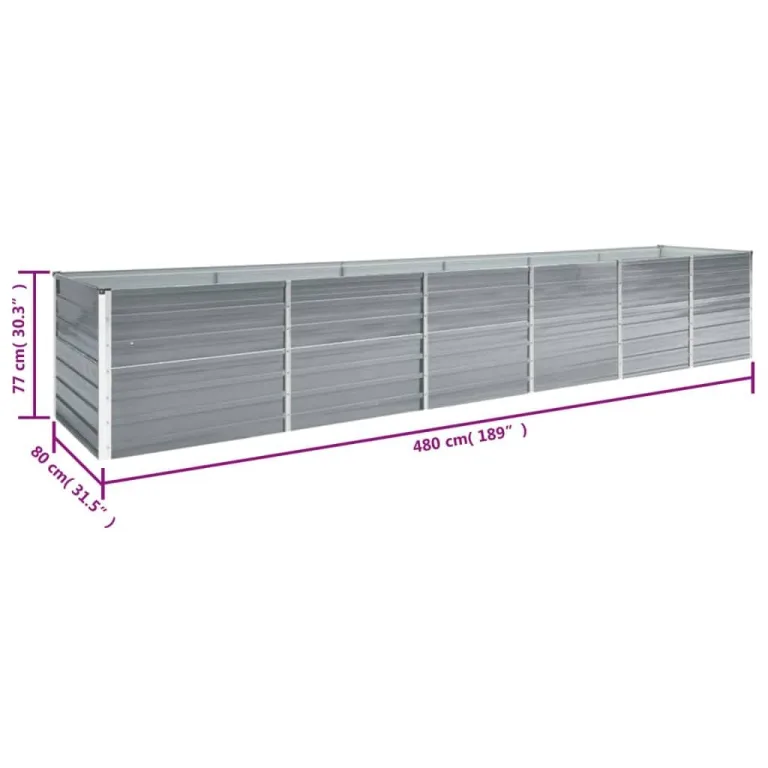 Willood Garten Hochbeet Verzinkter Stahl 480x80x77 cm Grau – Bild 6