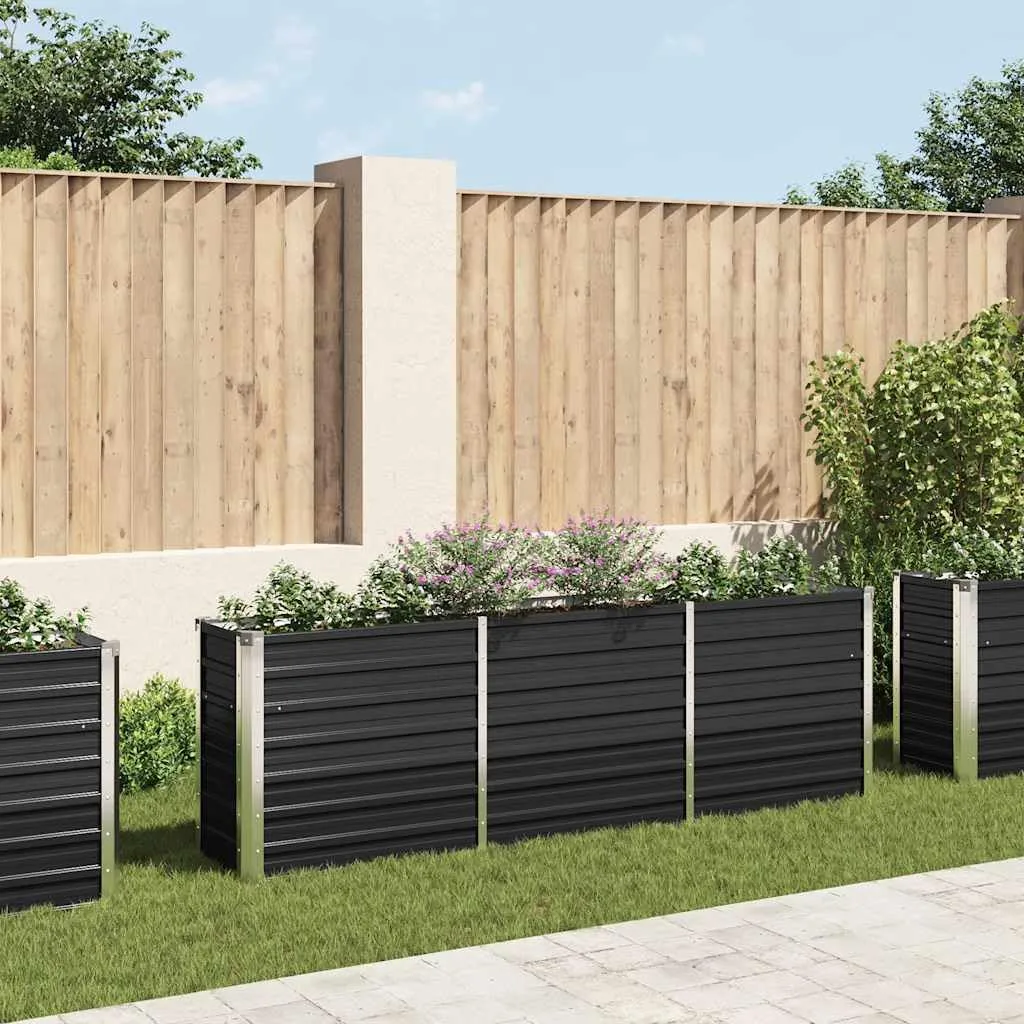 Willood Garten Hochbeet Verzinkter Stahl 240 x 40 x 77 cm Anthrazit - Bild 1
