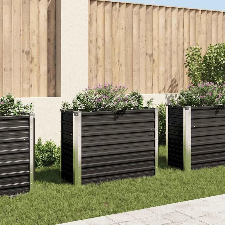 Willood Garten Hochbeet Verzinkter Stahl 240 x 40 x 77 cm Anthrazit – Bild 9