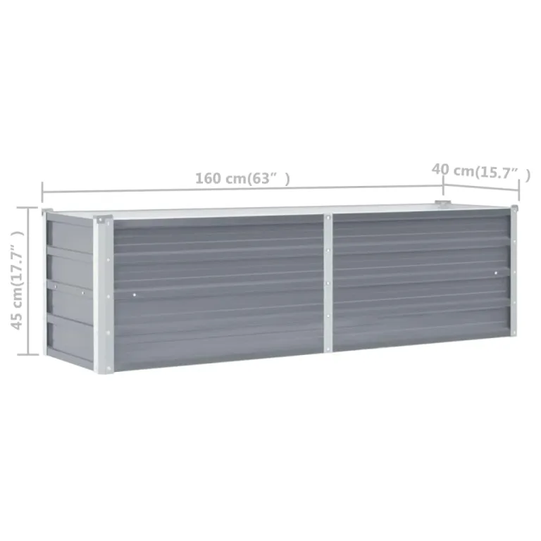 Willood Garten Hochbeet Verzinkter Stahl 160x40x45 cm Grau – Bild 7