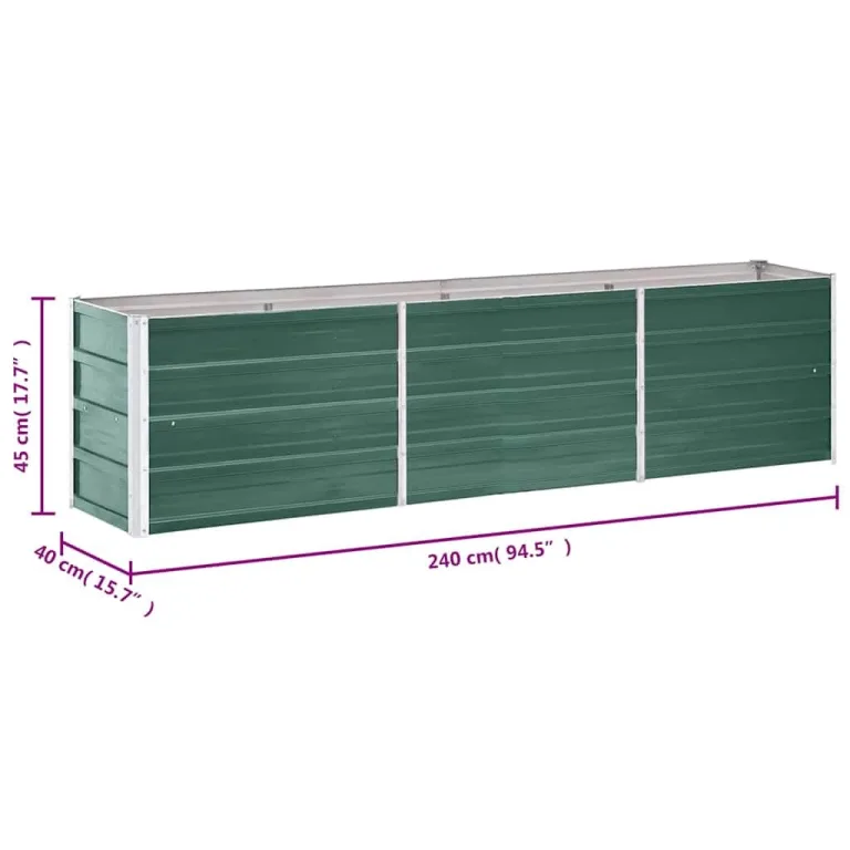 Willood Garten Hochbeet Verzinkter Stahl 240×40×45 cm Grün – Bild 8
