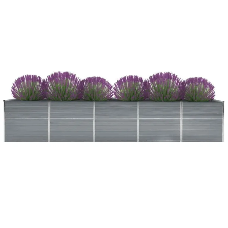 Willood Garten Hochbeet Verzinkter Stahl 400×80×77 cm Grau – Bild 2
